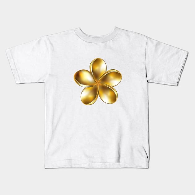 Gold plumeria flower Kids T-Shirt by Blackmoon9